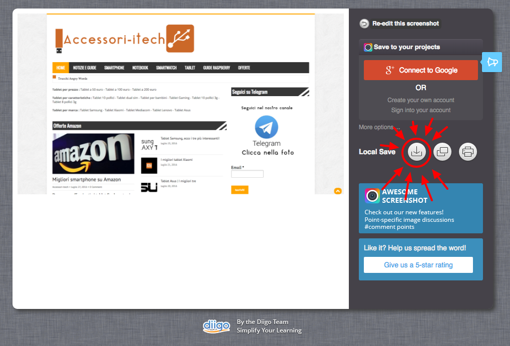 Awesome Screenshot | per fare Screenshort su pc